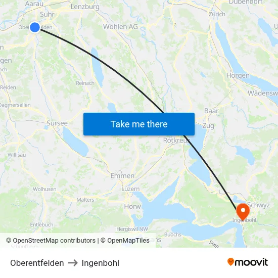 Oberentfelden to Ingenbohl map
