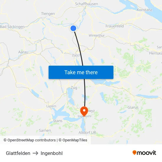 Glattfelden to Ingenbohl map