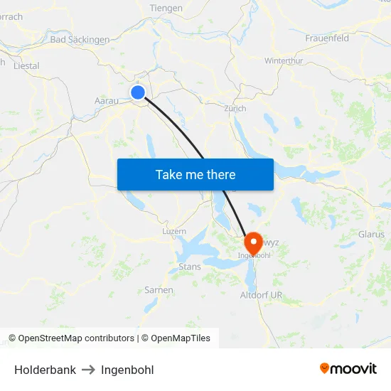 Holderbank to Ingenbohl map