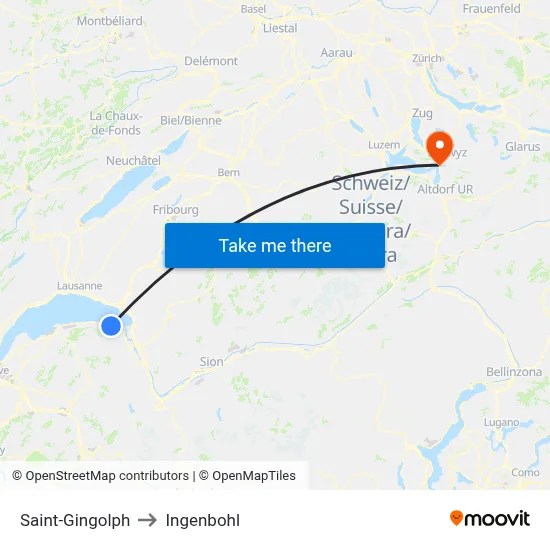 Saint-Gingolph to Ingenbohl map