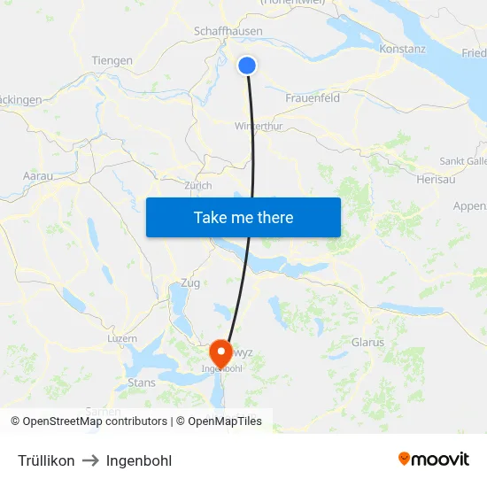 Trüllikon to Ingenbohl map