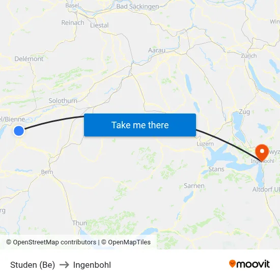 Studen (Be) to Ingenbohl map