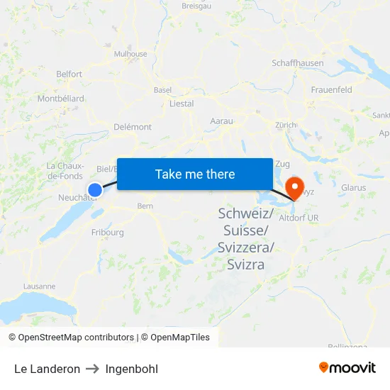 Le Landeron to Ingenbohl map