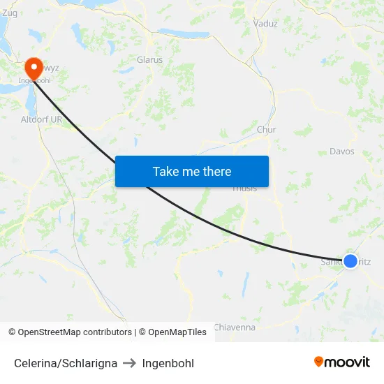Celerina/Schlarigna to Ingenbohl map