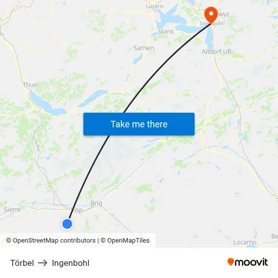 Törbel to Ingenbohl map