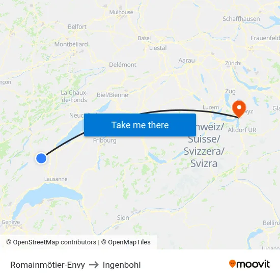 Romainmôtier-Envy to Ingenbohl map