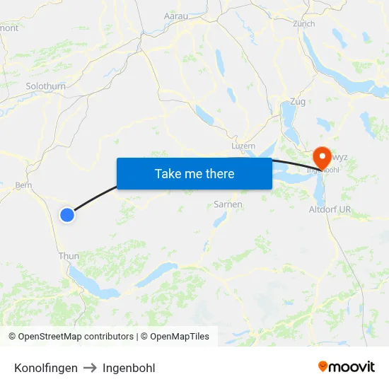 Konolfingen to Ingenbohl map