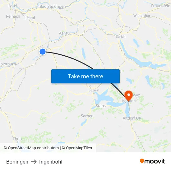 Boningen to Ingenbohl map