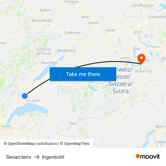 Senarclens to Ingenbohl map
