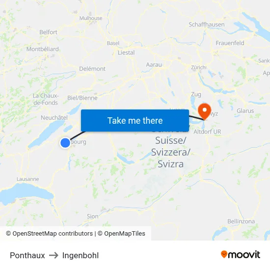 Ponthaux to Ingenbohl map