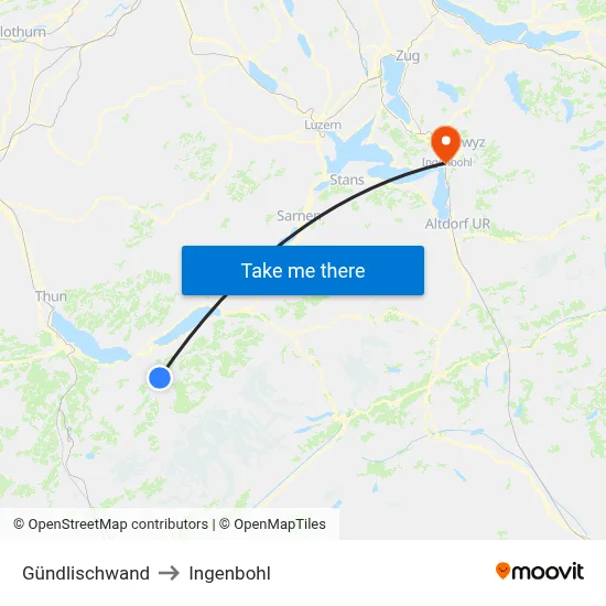 Gündlischwand to Ingenbohl map