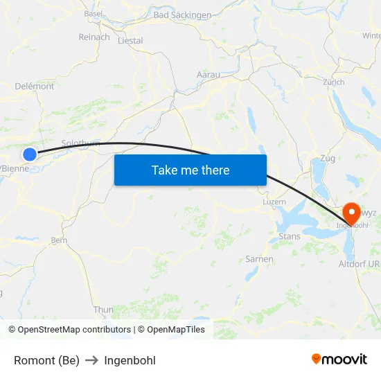 Romont (Be) to Ingenbohl map