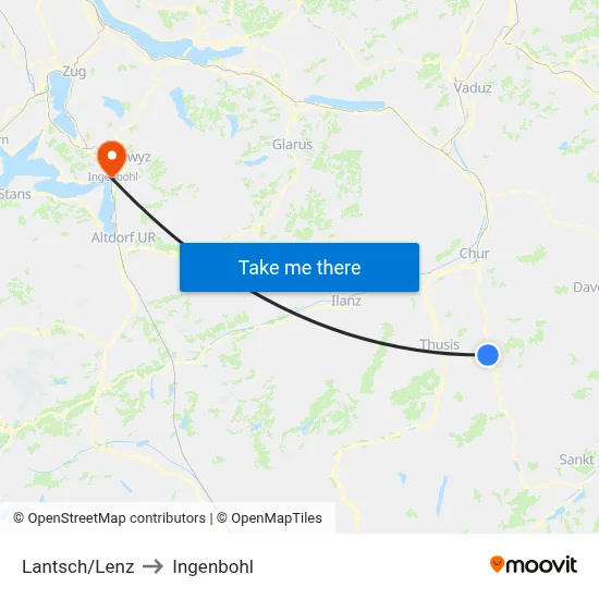 Lantsch/Lenz to Ingenbohl map