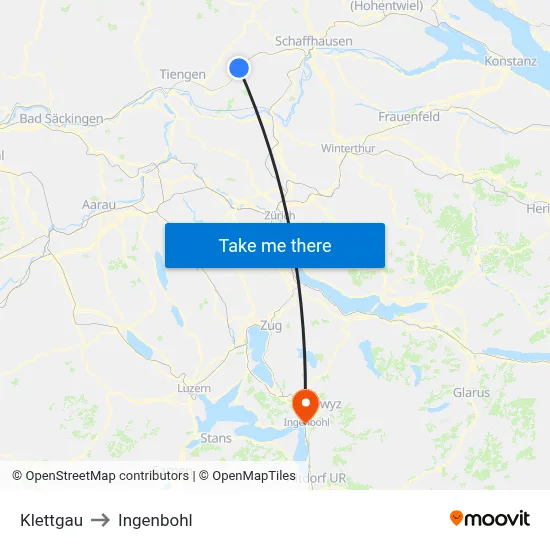 Klettgau to Ingenbohl map