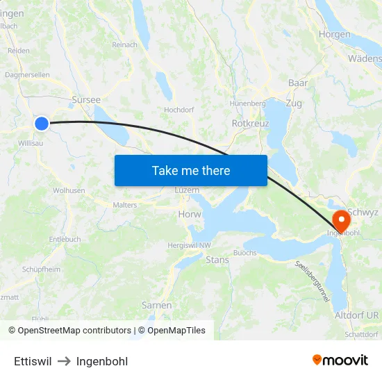 Ettiswil to Ingenbohl map
