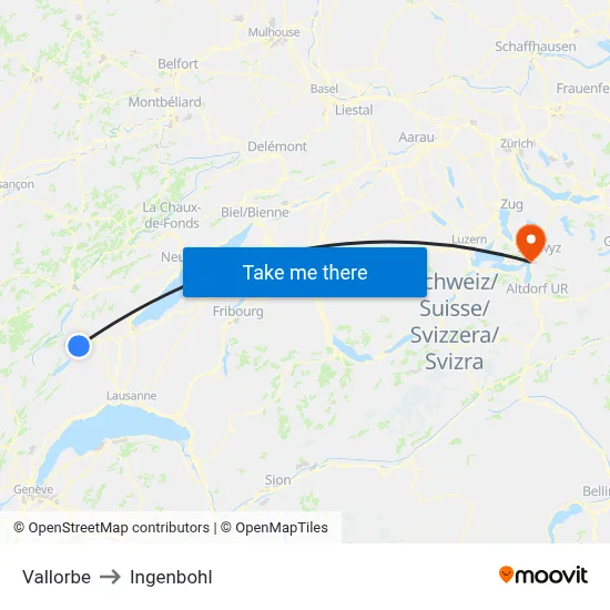 Vallorbe to Ingenbohl map