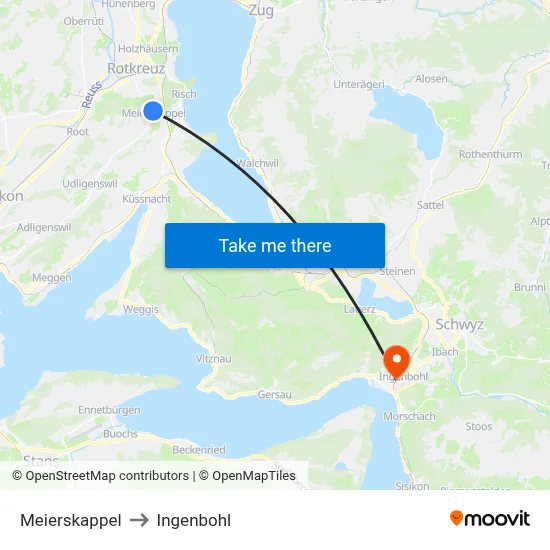 Meierskappel to Ingenbohl map