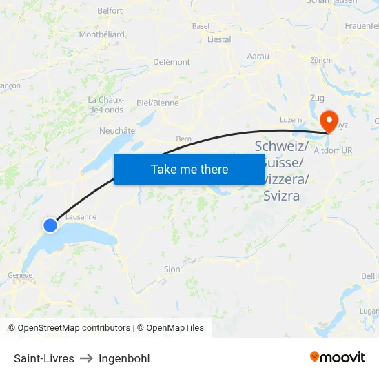 Saint-Livres to Ingenbohl map