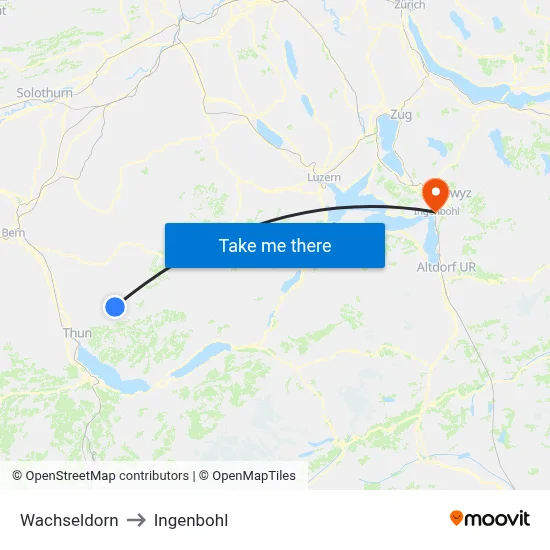 Wachseldorn to Ingenbohl map