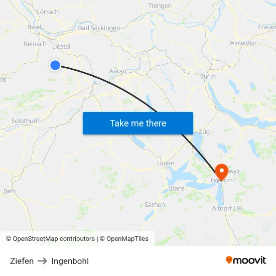 Ziefen to Ingenbohl map