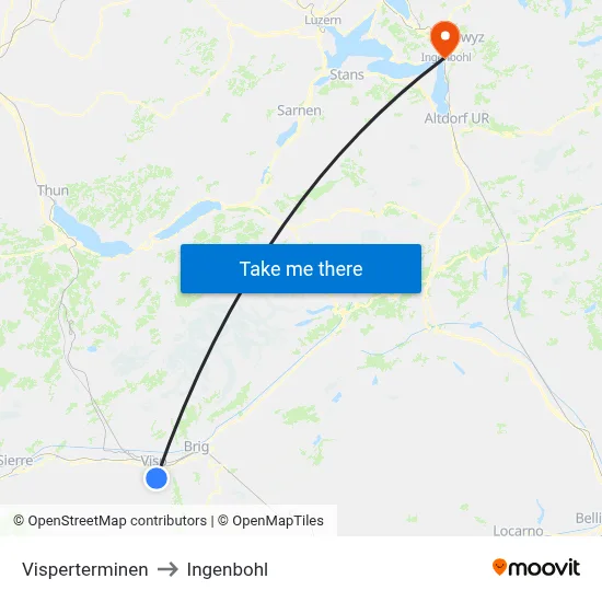 Visperterminen to Ingenbohl map