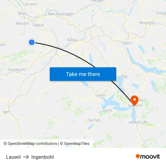 Lauwil to Ingenbohl map