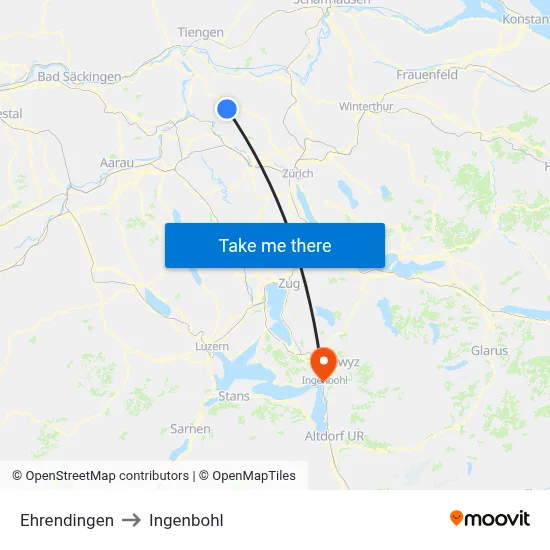 Ehrendingen to Ingenbohl map