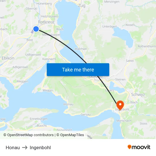 Honau to Ingenbohl map