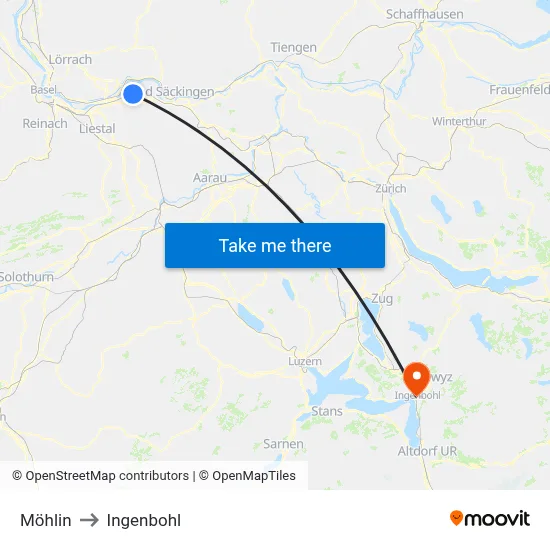 Möhlin to Ingenbohl map