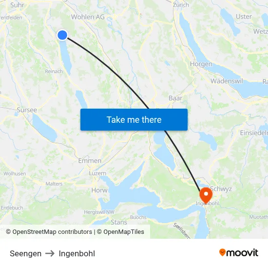 Seengen to Ingenbohl map
