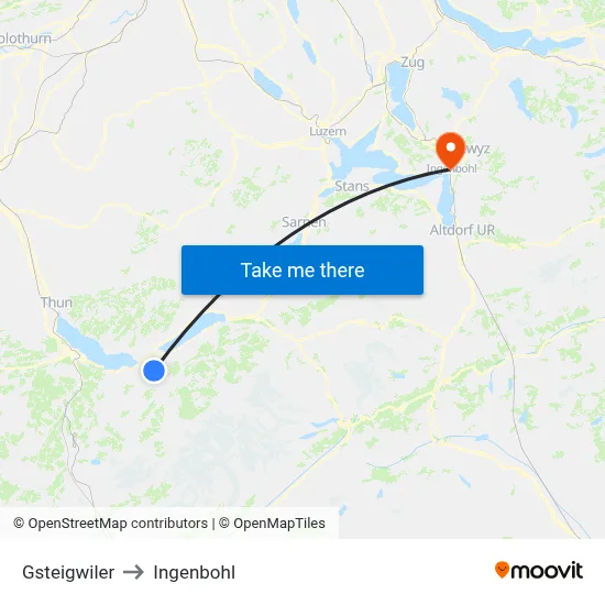 Gsteigwiler to Ingenbohl map