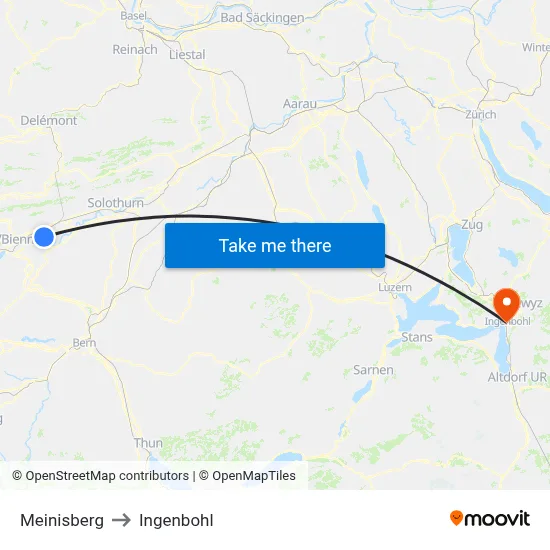 Meinisberg to Ingenbohl map