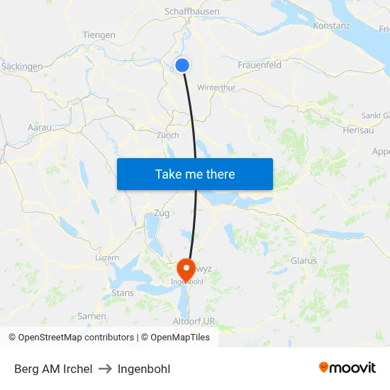 Berg AM Irchel to Ingenbohl map