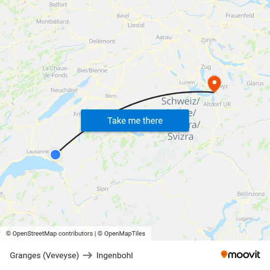 Granges (Veveyse) to Ingenbohl map