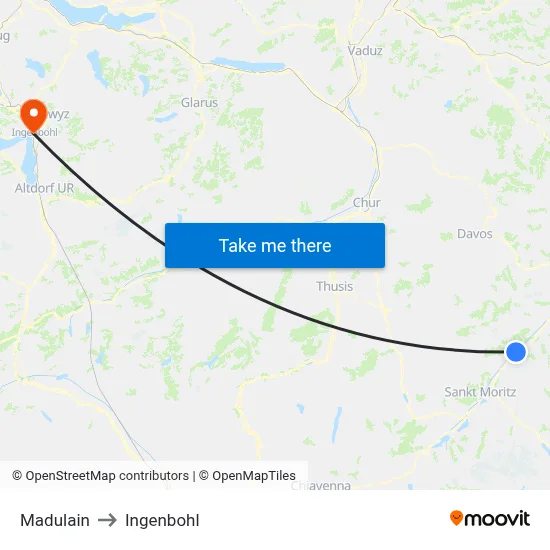 Madulain to Ingenbohl map