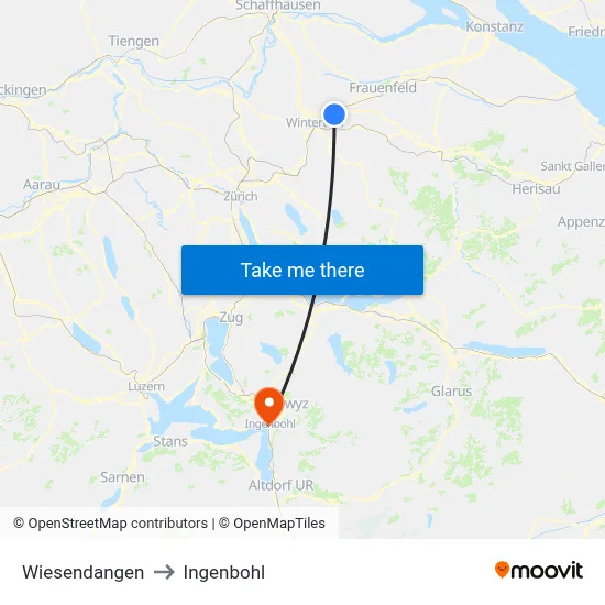 Wiesendangen to Ingenbohl map