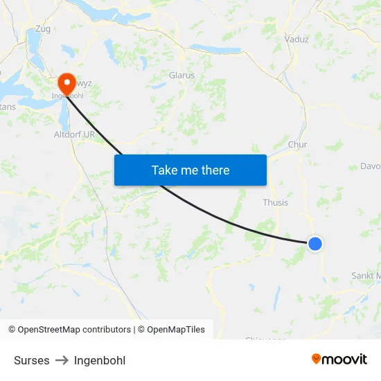 Surses to Ingenbohl map