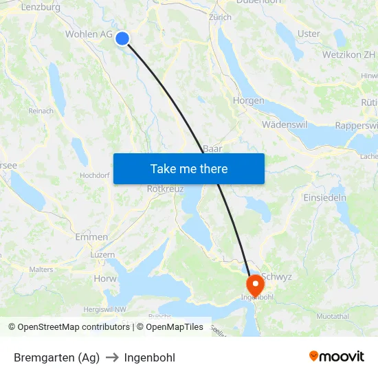 Bremgarten (Ag) to Ingenbohl map