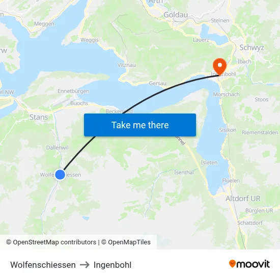Wolfenschiessen to Ingenbohl map