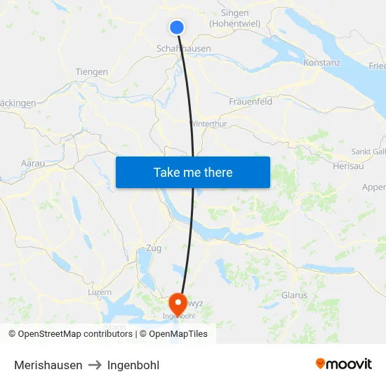 Merishausen to Ingenbohl map