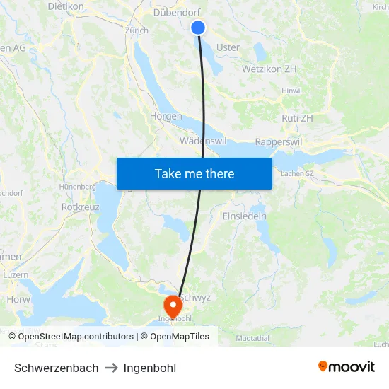 Schwerzenbach to Ingenbohl map