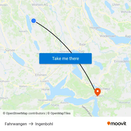 Fahrwangen to Ingenbohl map