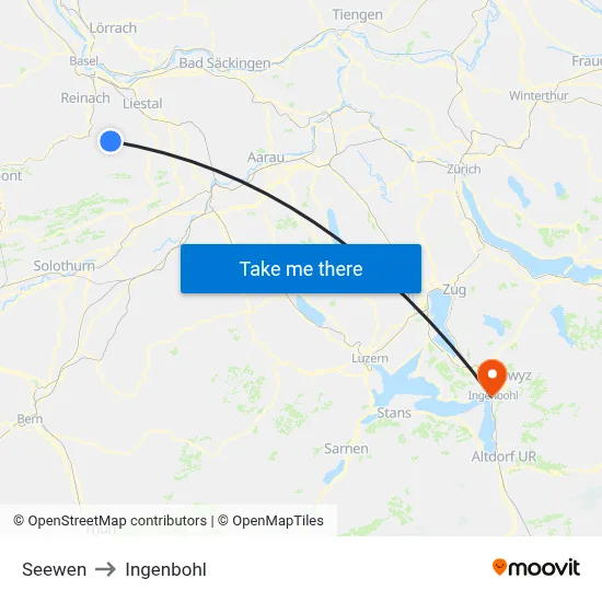 Seewen to Ingenbohl map