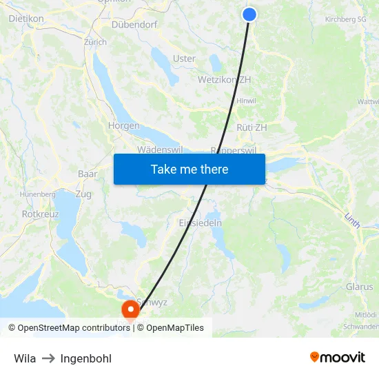 Wila to Ingenbohl map