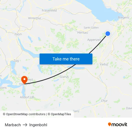 Marbach to Ingenbohl map