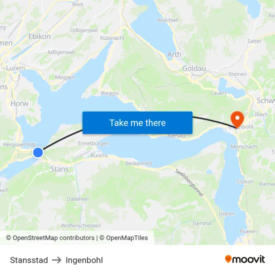 Stansstad to Ingenbohl map