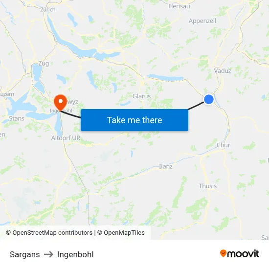 Sargans to Ingenbohl map