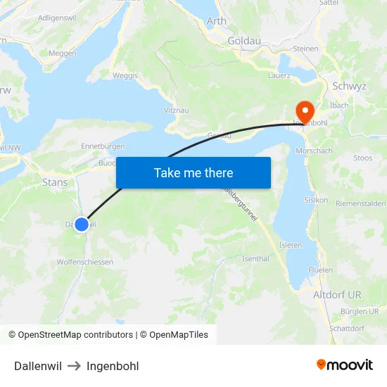 Dallenwil to Ingenbohl map