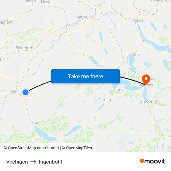 Vechigen to Ingenbohl map