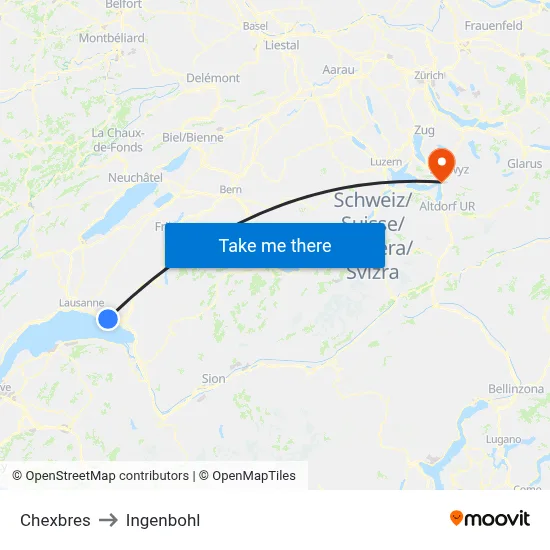 Chexbres to Ingenbohl map